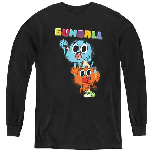Amazing World of Gumball Gumball Spray Long Sleeve Kids Youth T Shirt Black Officially Licensed