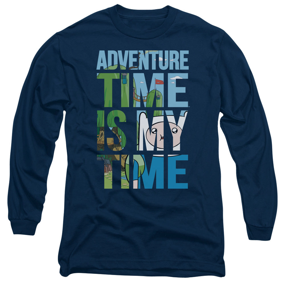 Adventure Time My Time Mens Long Sleeve Shirt Navy Blue Officially Licensed