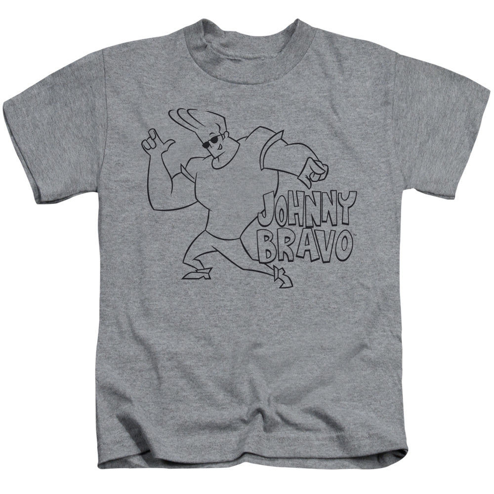 Johnny Bravo Jb Line Art Juvenile Kids Youth T Shirt Athletic Heather Officially Licensed