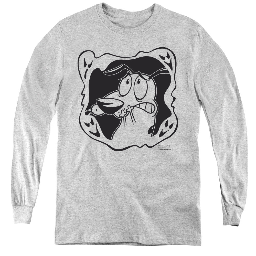 Courage the Cowardly Dog Ghost Frame Long Sleeve Kids Youth T Shirt Athletic Heather Officially Licensed