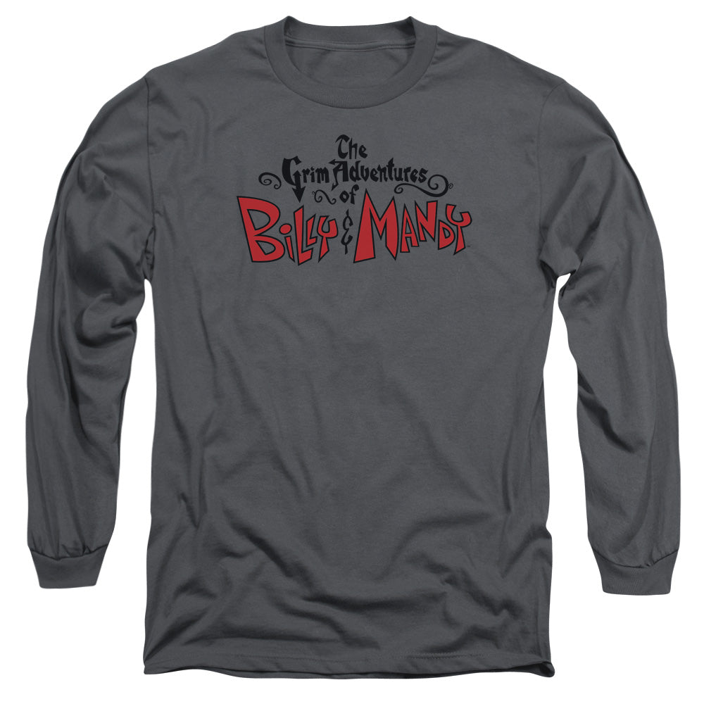 Grim Adventures Of Billy And Mandy Grim Logo Mens Long Sleeve Shirt Charcoal Officially Licensed Officially Licensed