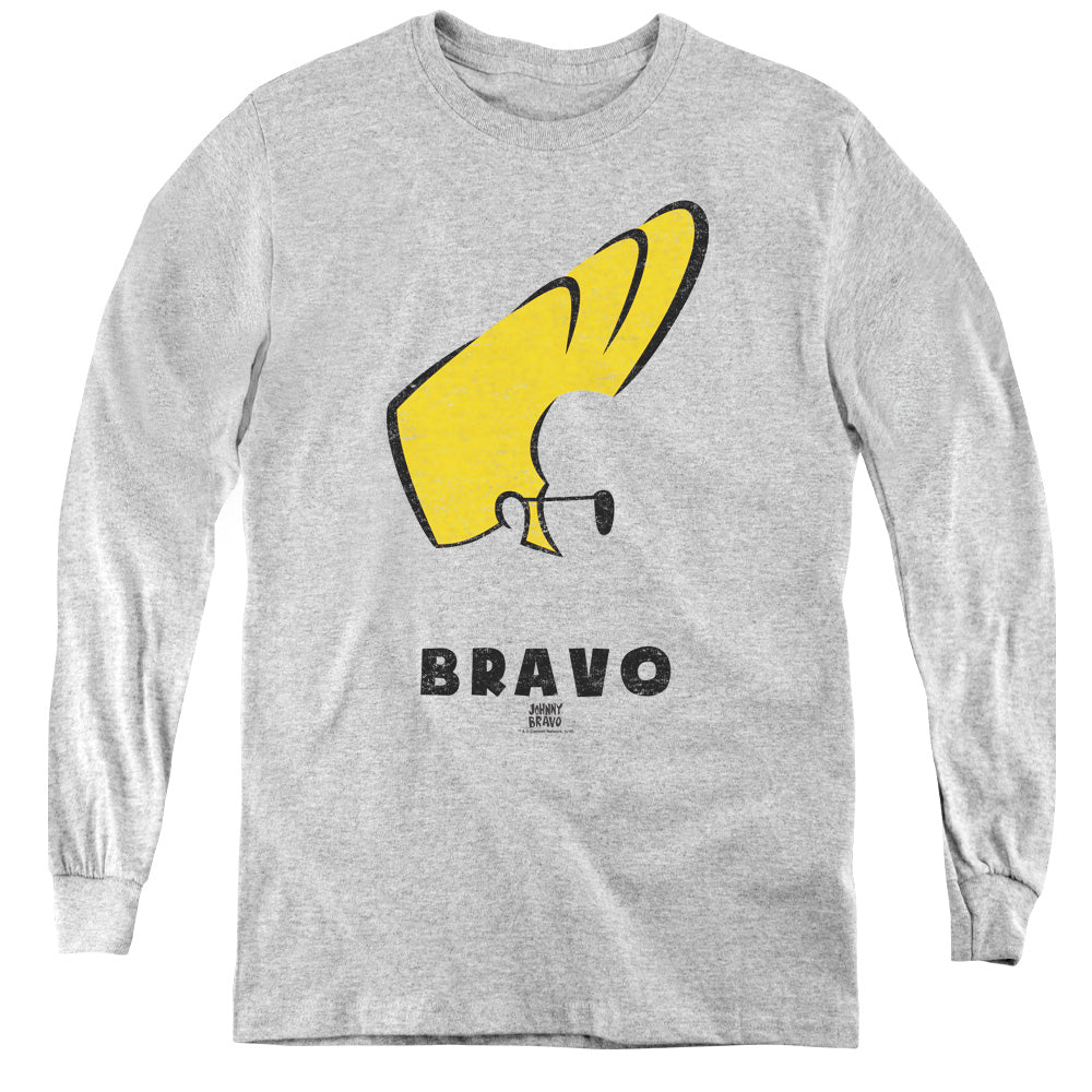 Johnny Bravo Johnny Hair Long Sleeve Kids Youth T Shirt Athletic Heather Officially Licensed