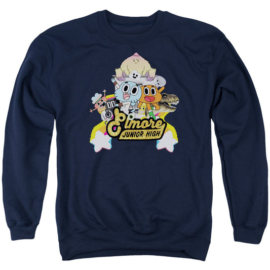 Amazing World of Gumball Elmore Junior High Mens Crewneck Sweatshirt Navy Blue Officially Licensed