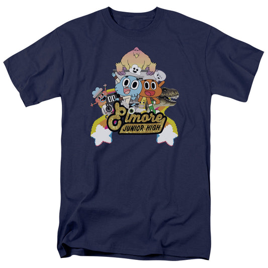 Amazing World Of Gumball Elmore Junior High Mens T Shirt Navy Officially Licensed