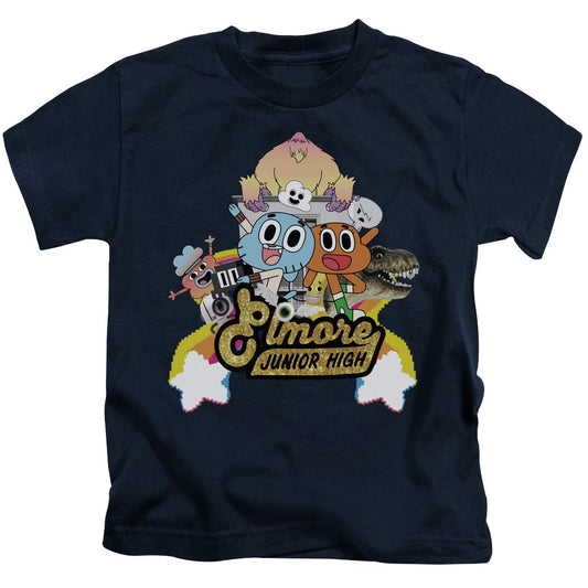 Amazing World of Gumball Elmore Junior High Juvenile Kids Youth T Shirt Navy Blue Officially Licensed