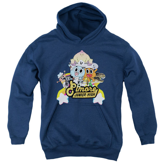 Amazing World of Gumball Elmore Junior High Kids Youth Hoodie Navy Blue Officially Licensed
