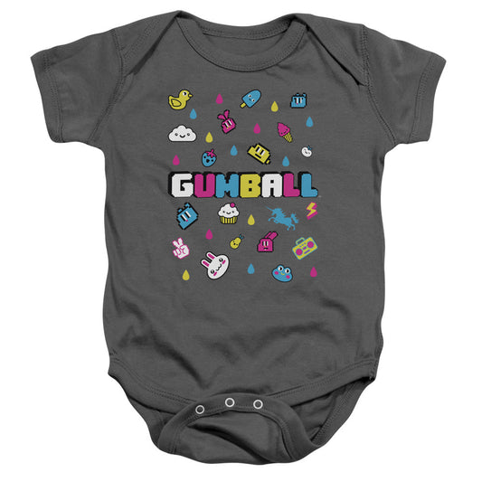 Amazing World of Gumball Fun Drops Infant Baby Snapsuit Charcoal Officially Licensed