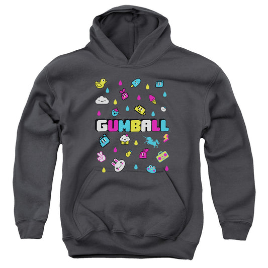 Amazing World of Gumball Fun Drops Kids Youth Hoodie Charcoal Officially Licensed