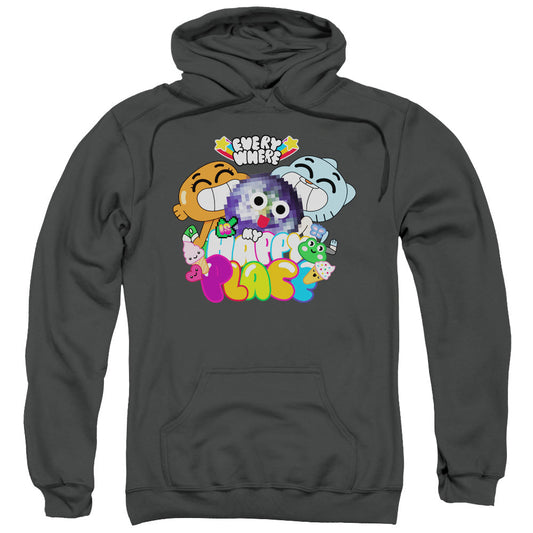 Amazing World Of Gumball Happy Place Mens Hoodie Charcoal Officially Licensed