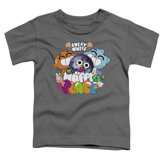 Amazing World of Gumball Happy Place Toddler Kids Youth T Shirt Charcoal Officially Licensed