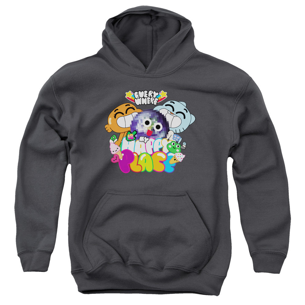Amazing World of Gumball Happy Place Kids Youth Hoodie Charcoal Officially Licensed
