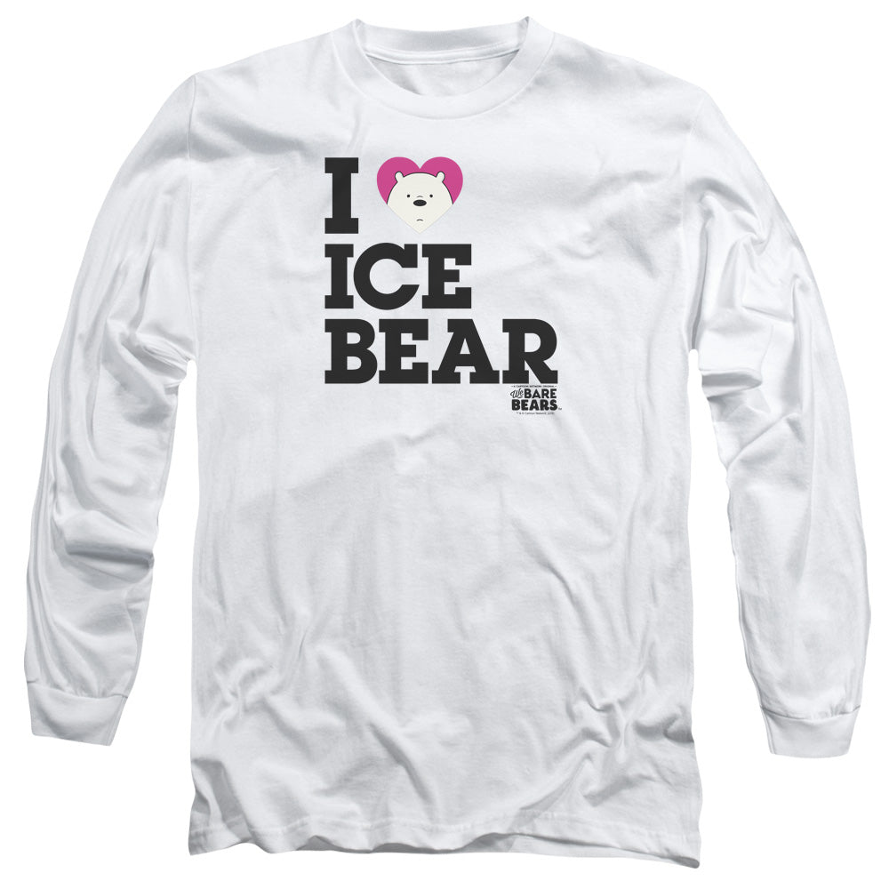 We Bare Bears Heart Ice Bear Mens Long Sleeve Shirt White Officially Licensed