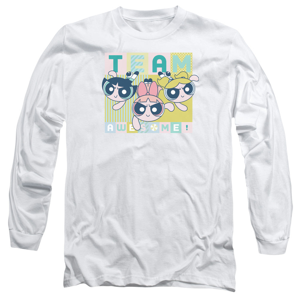 Powerpuff Girls Awesome Block Mens Long Sleeve Shirt White Officially Licensed