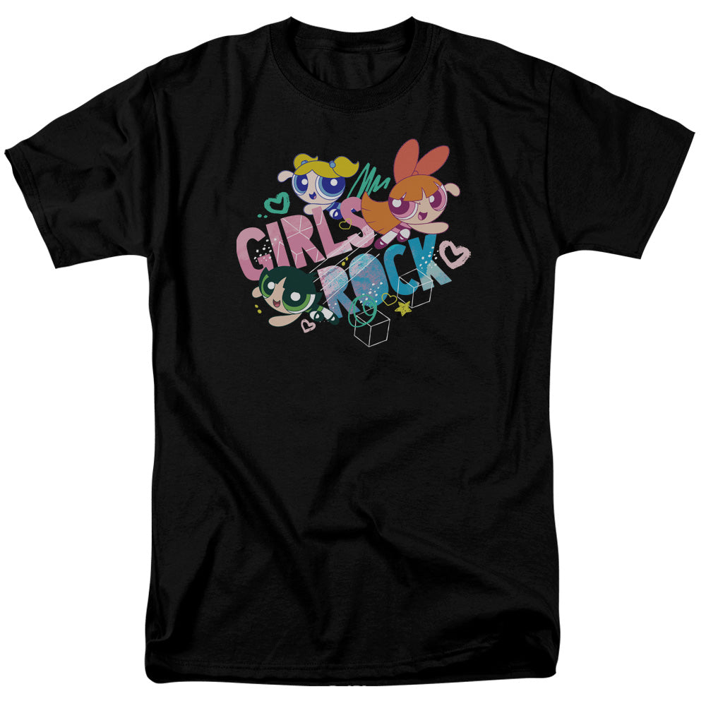 Powerpuff Girls Girls Rock Mens T Shirt Black Officially Licensed
