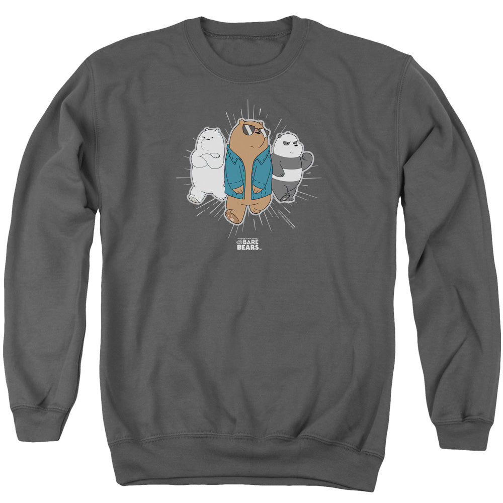 We Bare Bears Jacket Mens Crewneck Sweatshirt Charcoal Officially Licensed