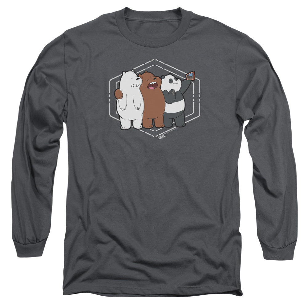 We Bare Bears Selfie Mens Long Sleeve Shirt Charcoal Officially Licensed