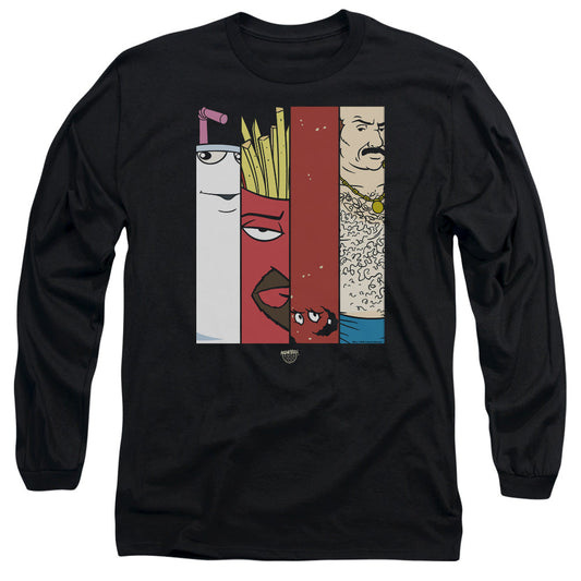 Aqua Teen Hunger Force Group 2 Tiles Mens Long Sleeve Shirt Black Officially Licensed