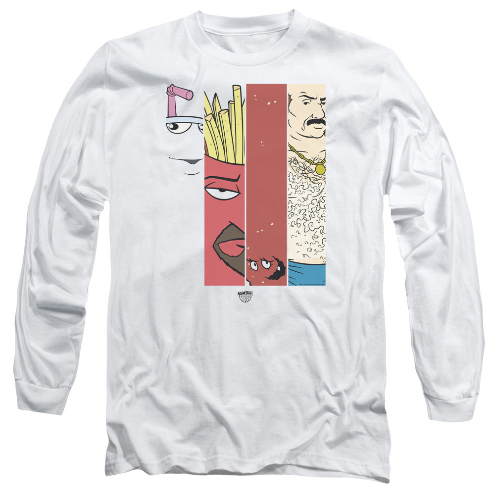 Aqua Teen Hunger Force Group Tiles Mens Long Sleeve Shirt White Officially Licensed