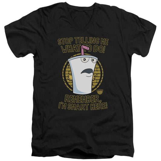 Aqua Teen Hunger Force Stop Mens Slim Fit V Neck T Shirt Black Officially Licensed