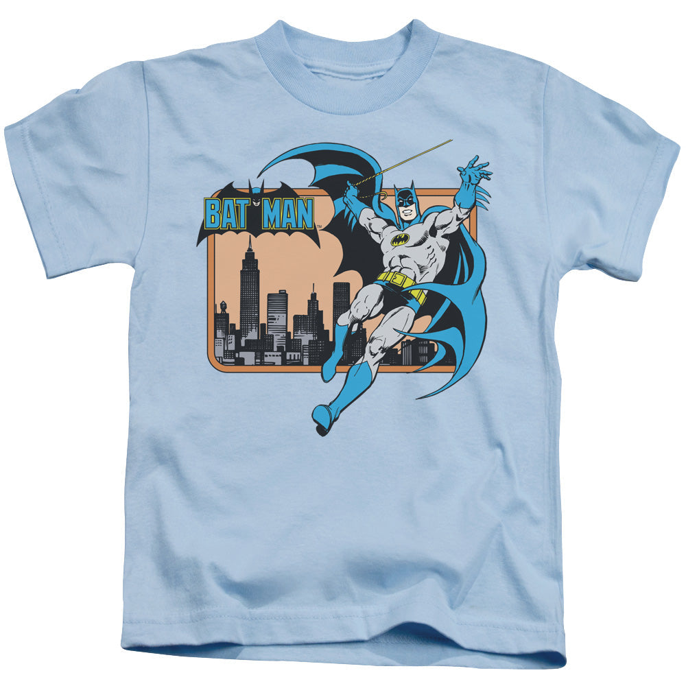 DC Comics Batman in the City Juvenile Kids Youth T Shirt Light Blue Officially Licensed