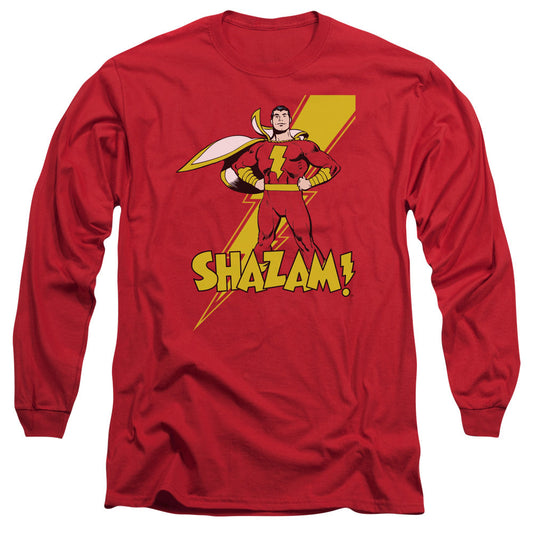 DC Comics Shazam! Mens Long Sleeve Shirt Red Officially Licensed