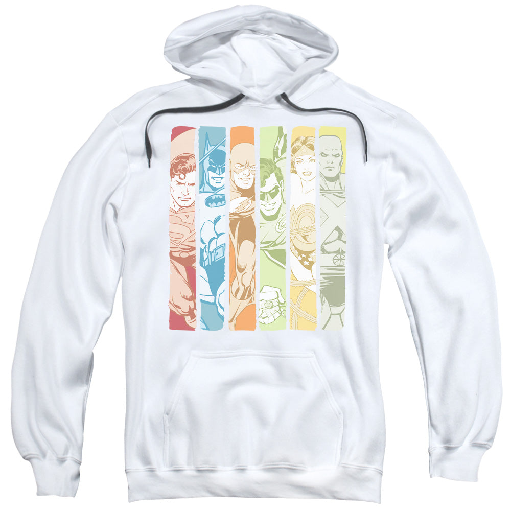 DC Comics Justice League Columns Mens Hoodie White Officially Licensed