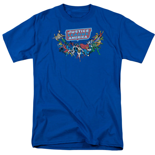 DC Comics Here They Come Mens T Shirt Royal Blue Officially Licensed