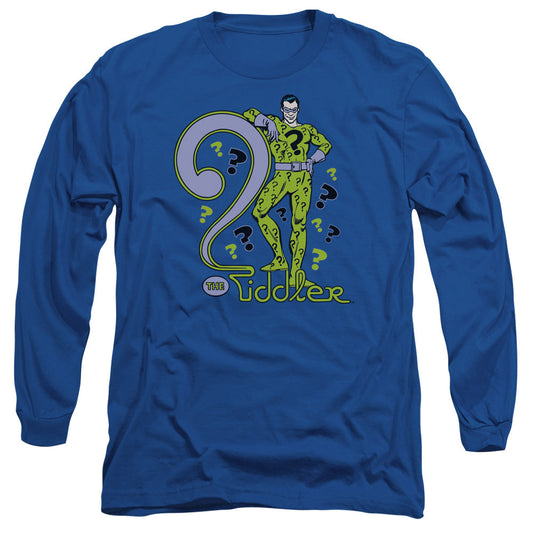 DC Comics the Riddler Mens Long Sleeve Shirt Royal Blue Officially Licensed