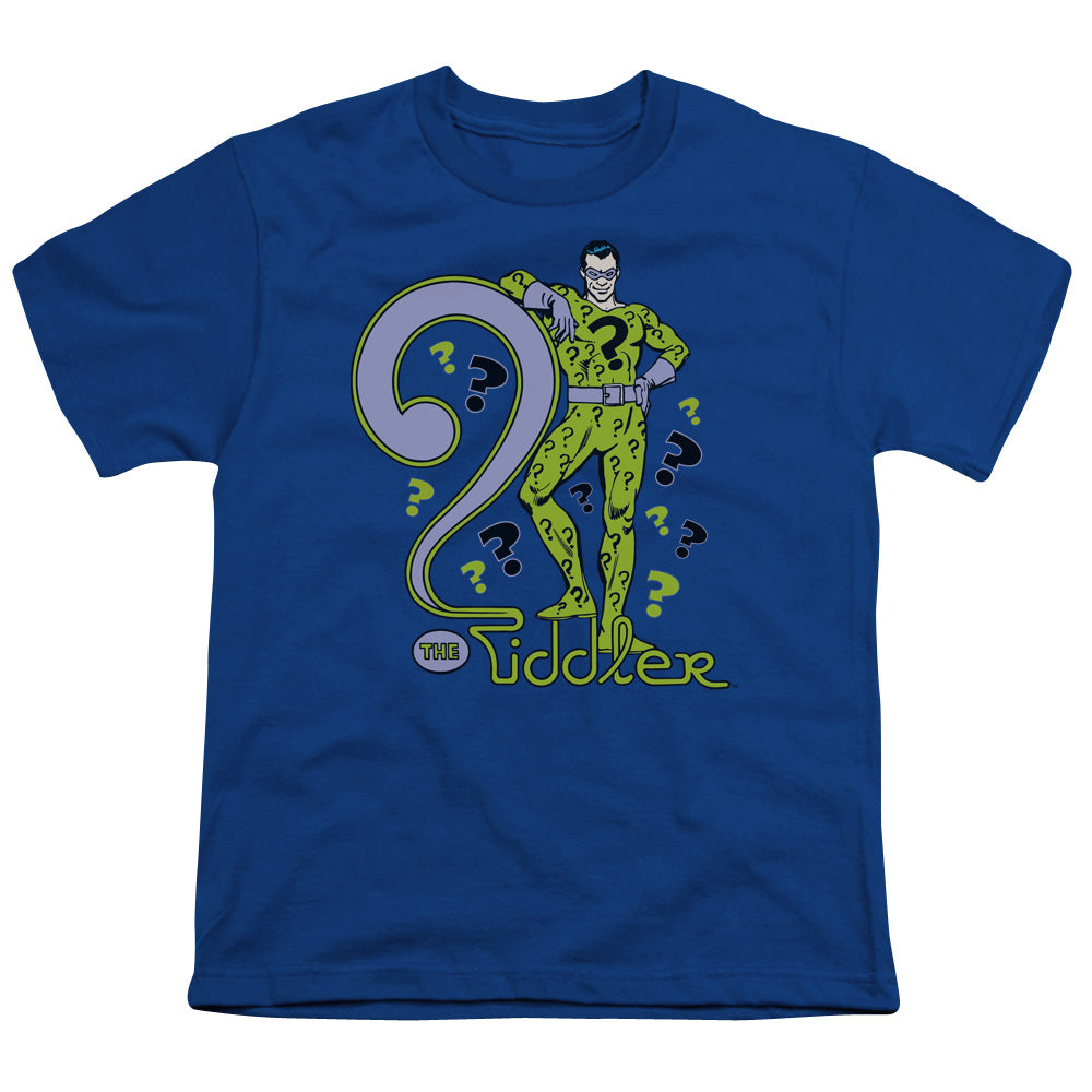 DC Comics the Riddler Kids Youth T Shirt Royal Blue Officially Licensed