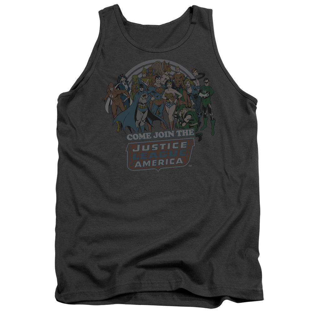 DC Comics Join the Justice League Mens Tank Top Shirt Charcoal Officially Licensed