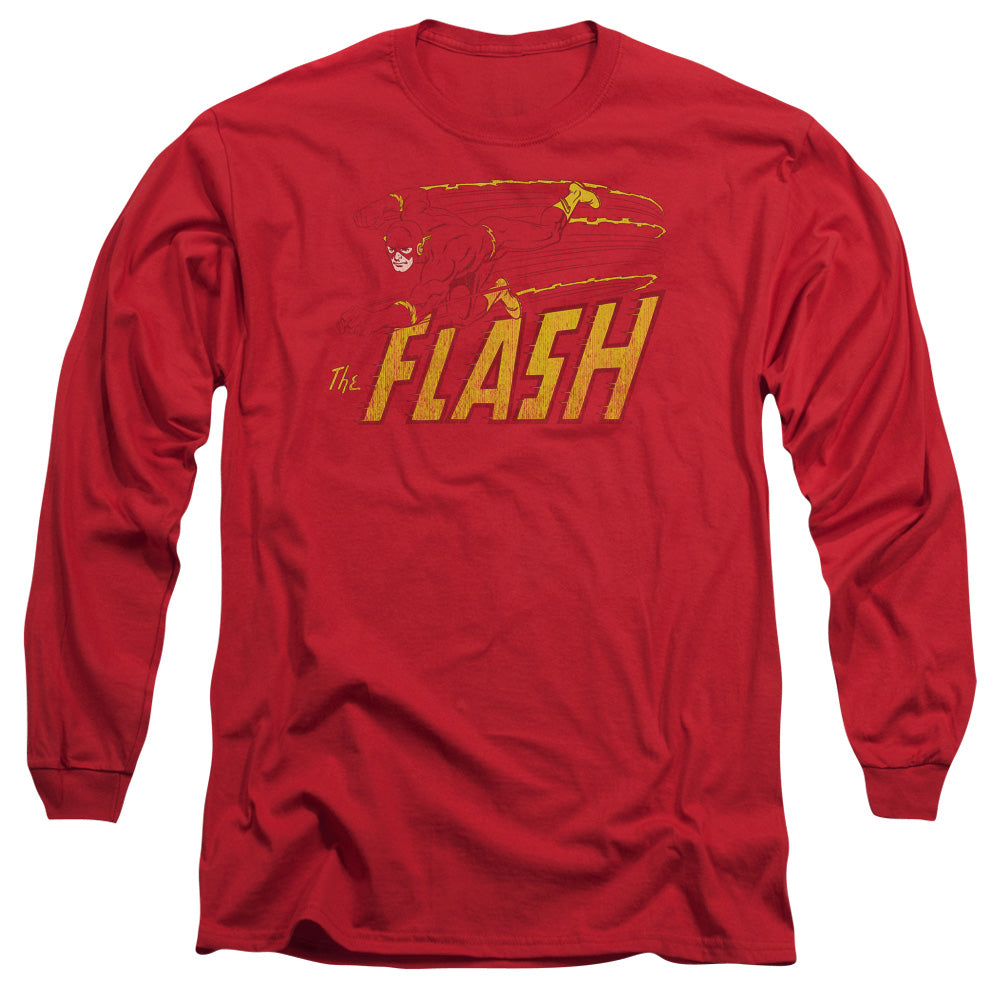 DC Comics Flash Flash Speed Distressed Mens Long Sleeve Shirt Red Officially Licensed