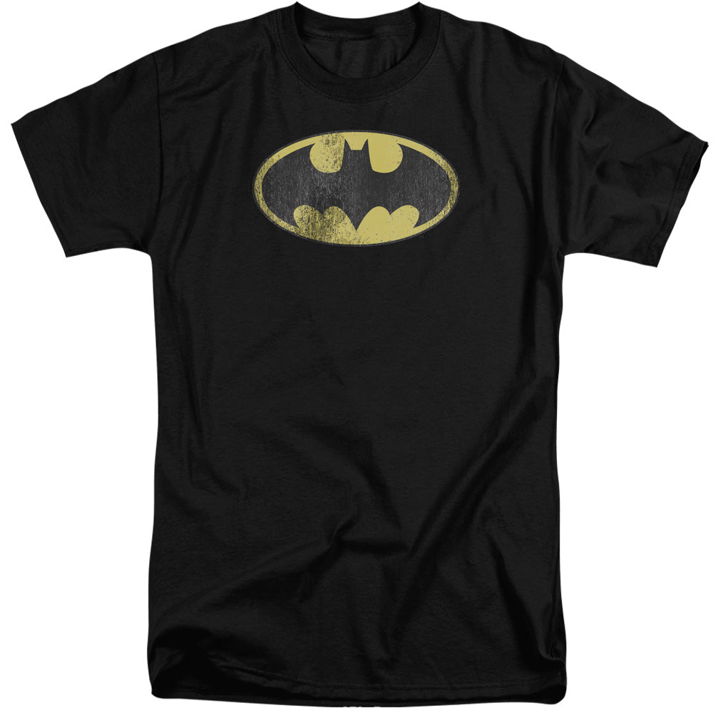 Dc Retro Bat Logo Distressed Mens Tall T Shirt Black Officially Licensed