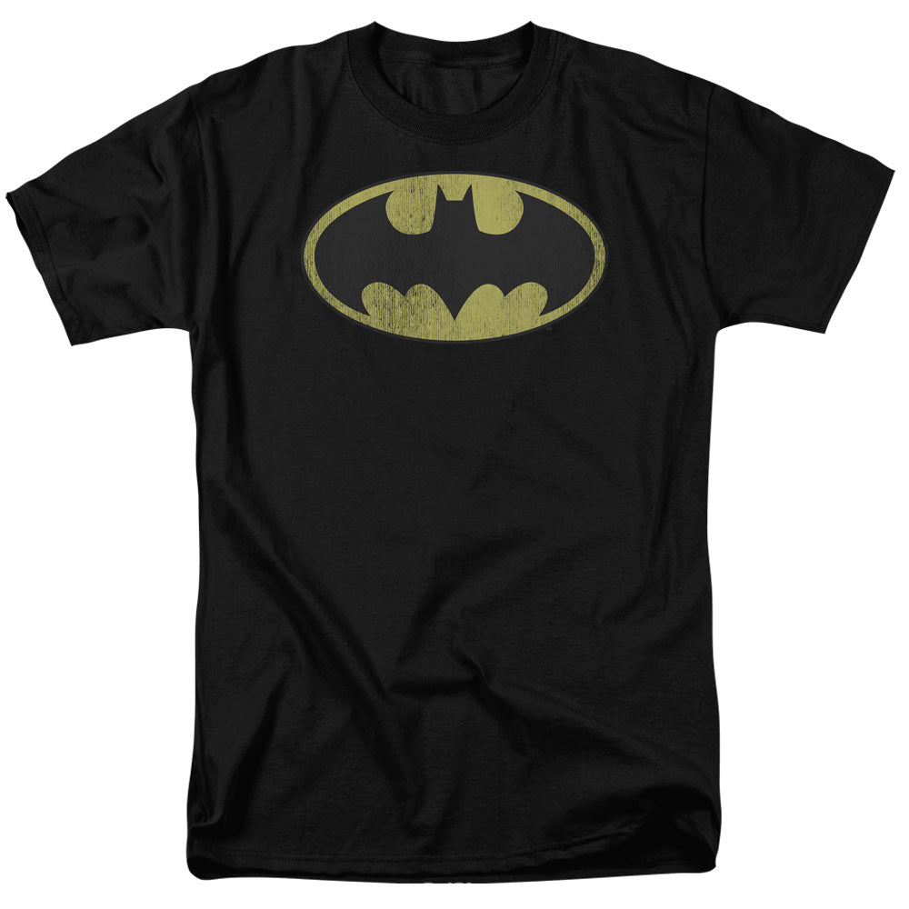 Dc Retro Bat Logo Distressed Mens T Shirt Black Officially Licensed
