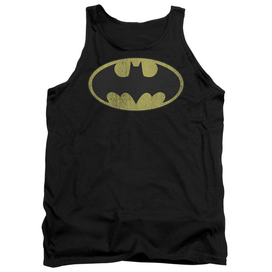 DC Comics Retro Bat Logo Distressed Mens Tank Top Shirt Black Officially Licensed