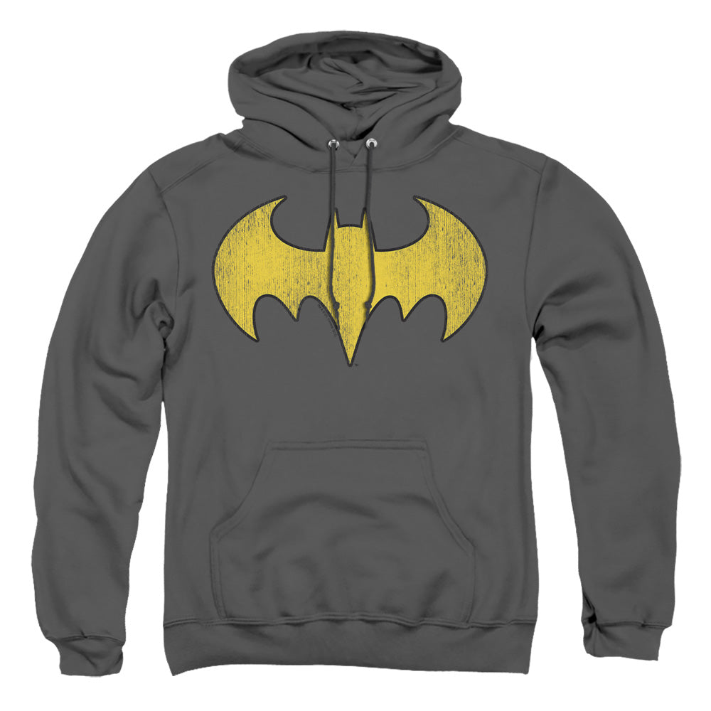 Dc Batgirl Logo Distressed Mens Hoodie Charcoal Officially Licensed