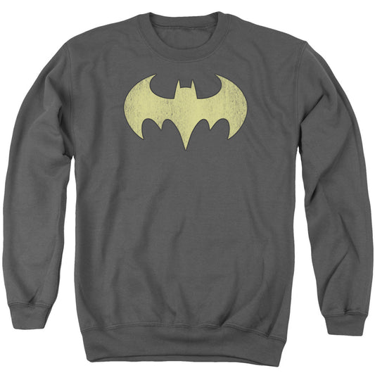 Dc Batgirl Logo Distressed Mens Crewneck Sweatshirt Charcoal