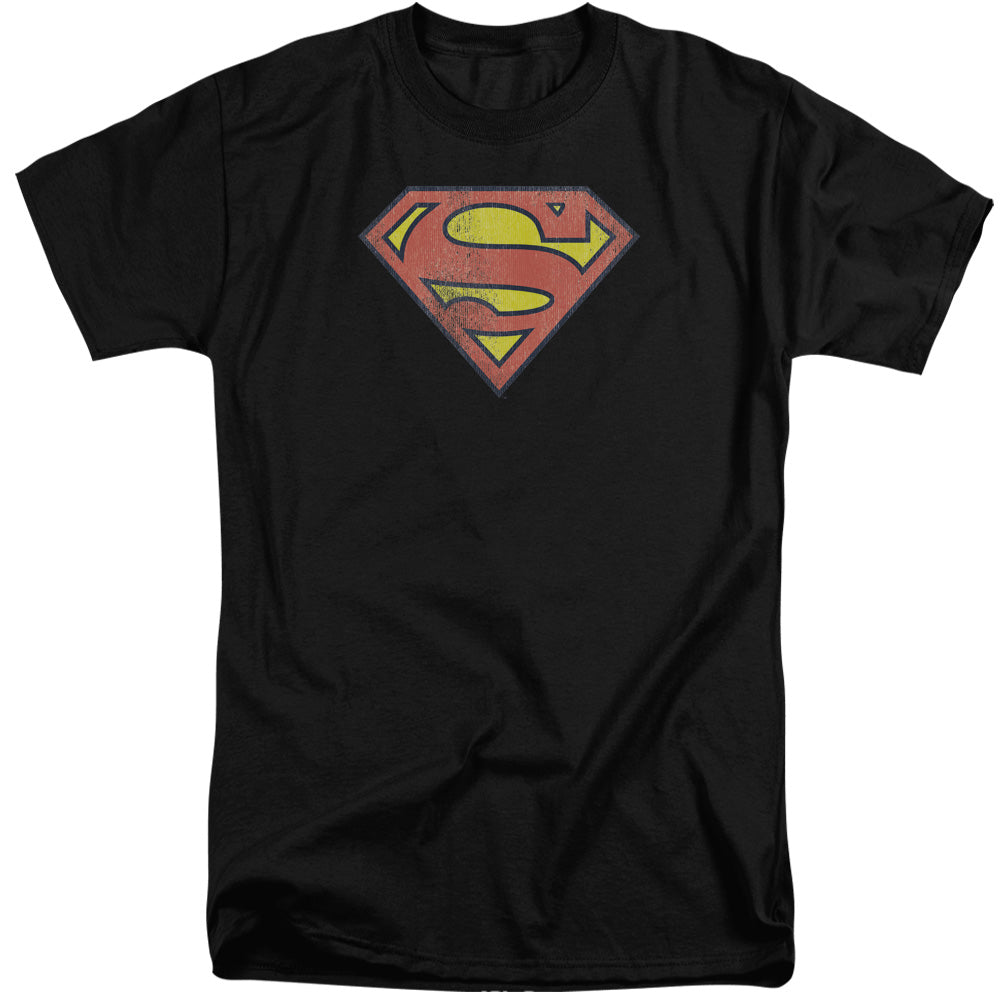 DC Comics Retro Supes Logo Distressed Mens Tall T Shirt Adult Tall Black Officially Licensed