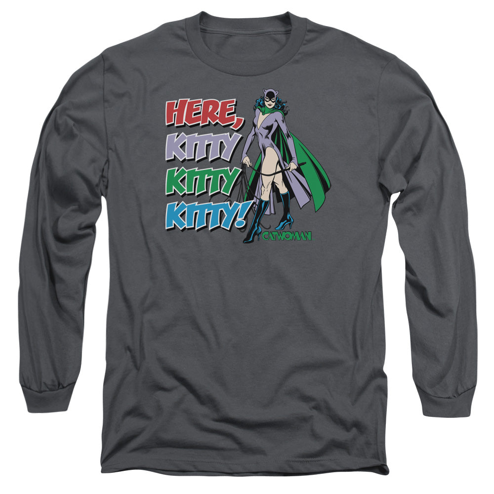DC Comics Here Kitty Mens Long Sleeve Shirt Charcoal Officially Licensed