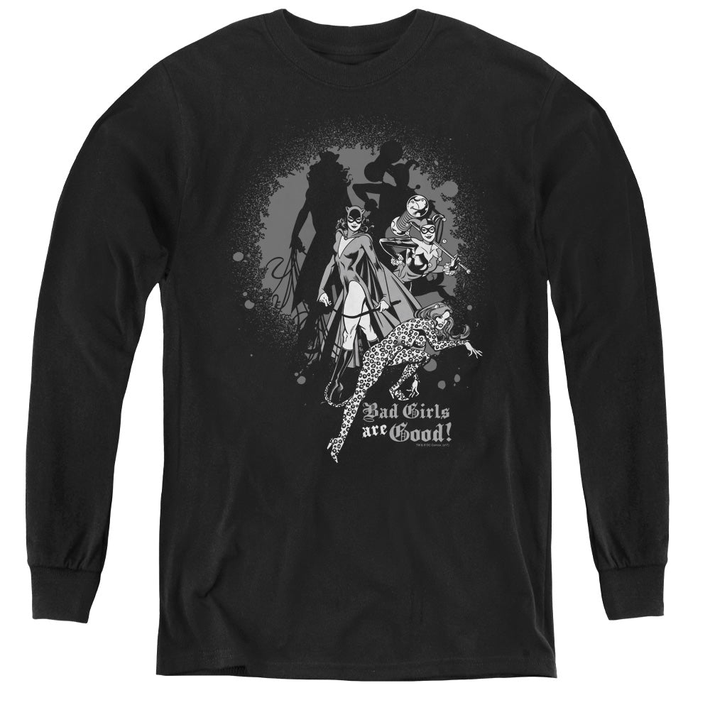 DC Comics Bad Girls Are Good Long Sleeve Kids Youth T Shirt Black Officially Licensed