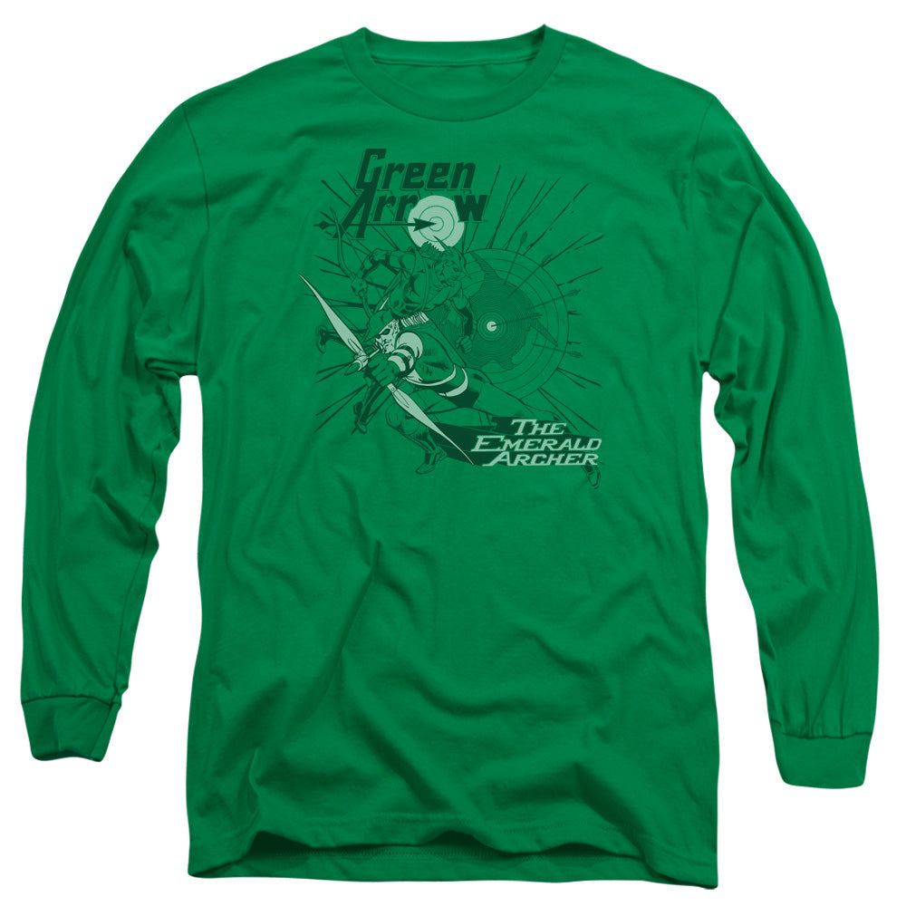 DC Comics the Emerald Archer Mens Long Sleeve Shirt Kelly Green Officially Licensed