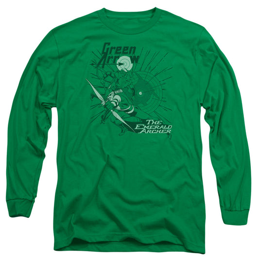 DC Comics the Emerald Archer Mens Long Sleeve Shirt Kelly Green Officially Licensed