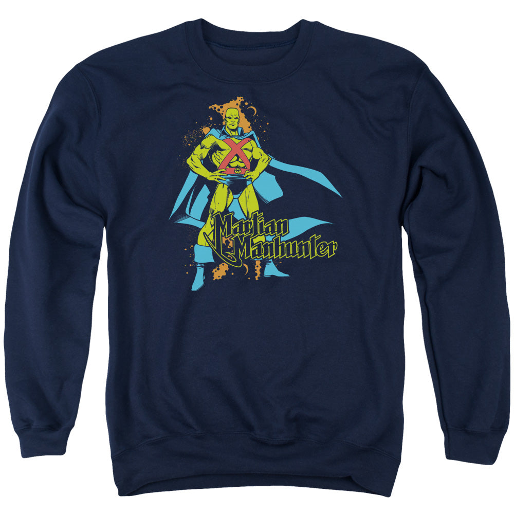 DC Comics Martian Manhunter Mens Crewneck Sweatshirt Navy Blue Officially Licensed