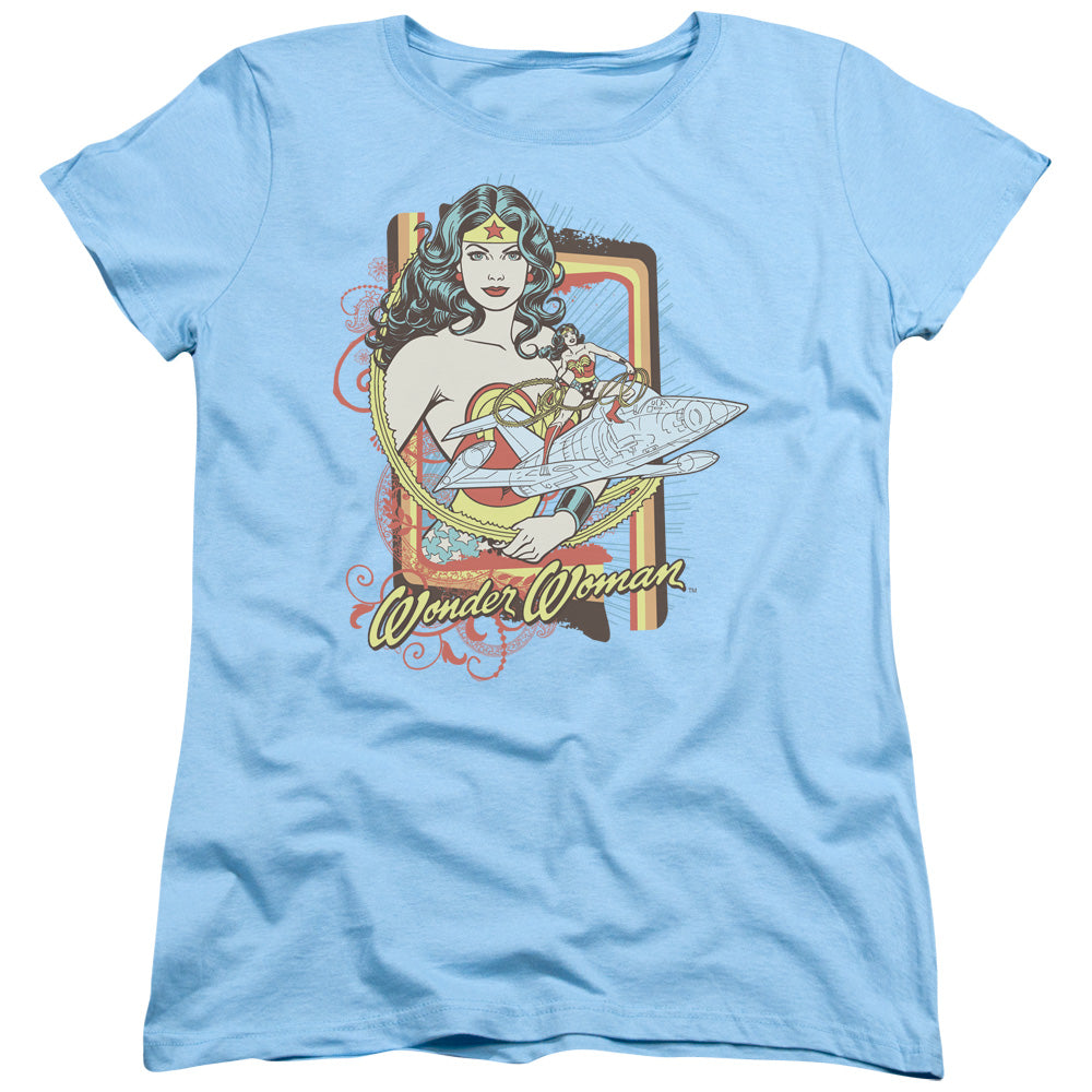 DC Comics Invisible Jet Womens T Shirt Light Blue Officially Licensed