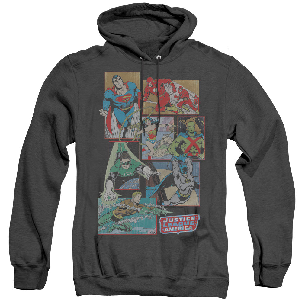 Dc Justice League Boxes Mens Heather Hoodie Black Officially Licensed