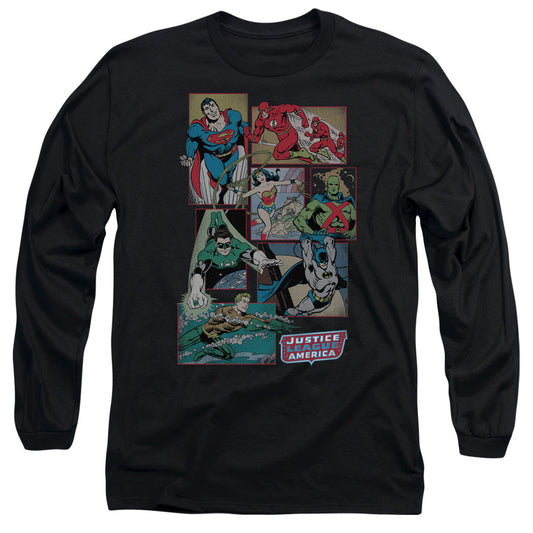 DC Comics Justice League Boxes Mens Long Sleeve Shirt Black Officially Licensed