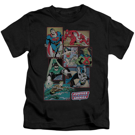 DC Comics Justice League Boxes Juvenile Kids Youth T Shirt Black Officially Licensed