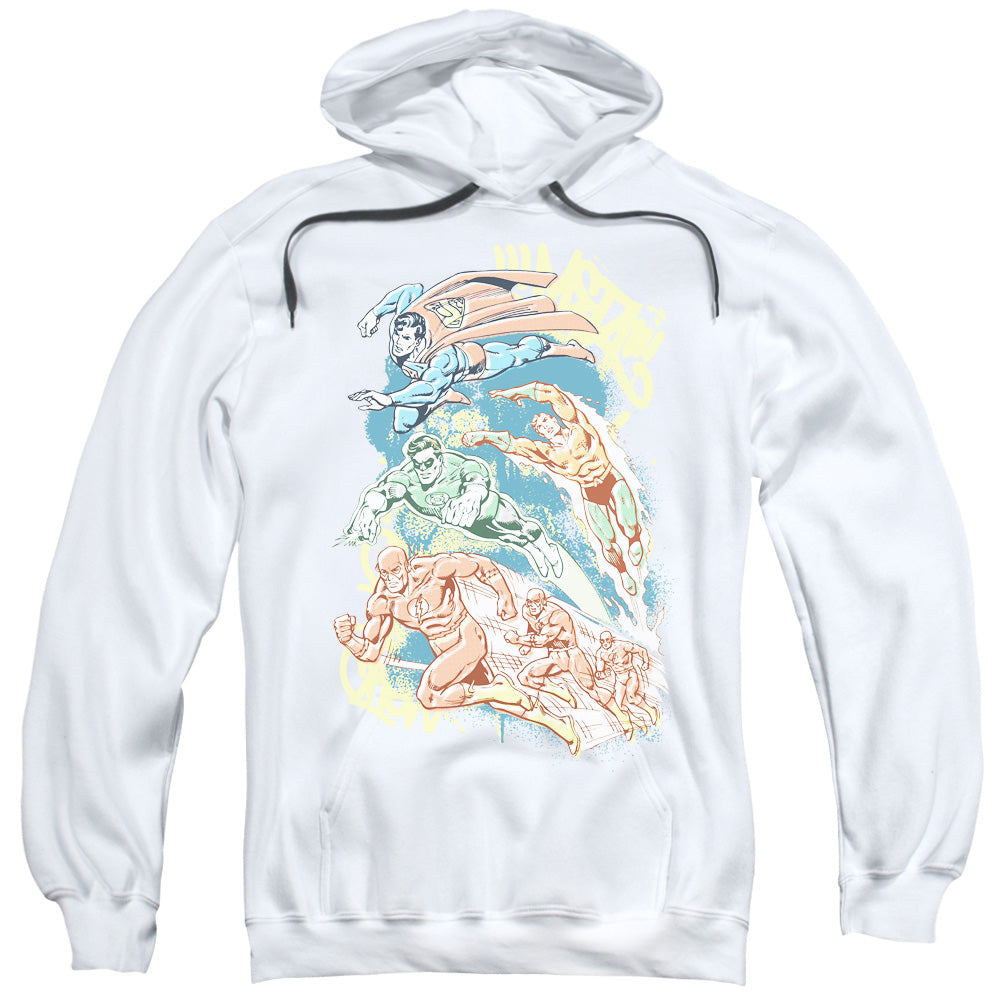 DC Comics Halftone League Mens Hoodie White Officially Licensed