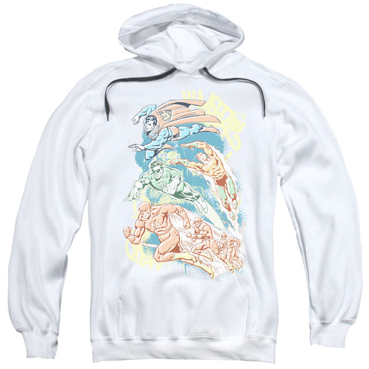 DC Comics Halftone League Mens Hoodie White Officially Licensed