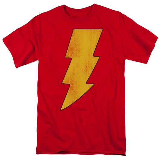 DC Comics Shazam Logo Distressed Mens T Shirt Red Officially Licensed