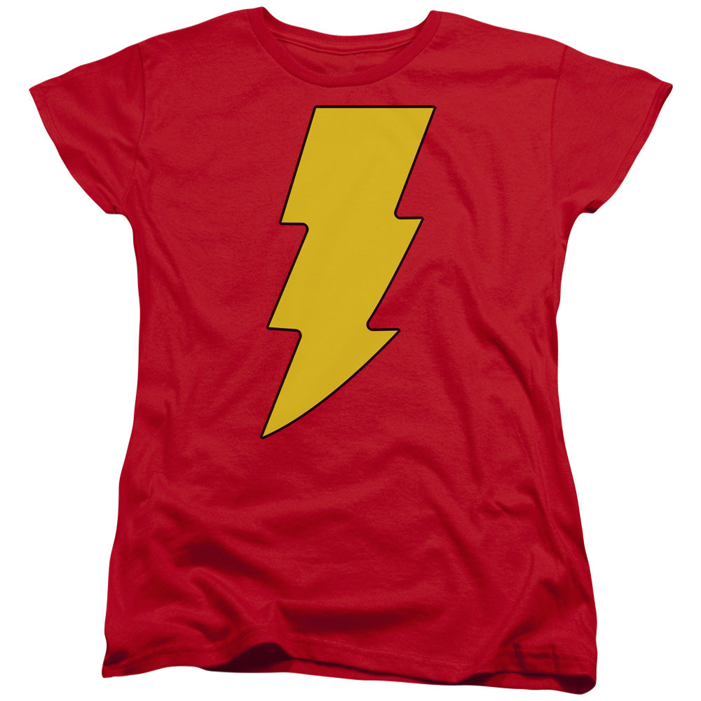 DC Comics Shazam Logo Womens T Shirt Red Officially Licensed